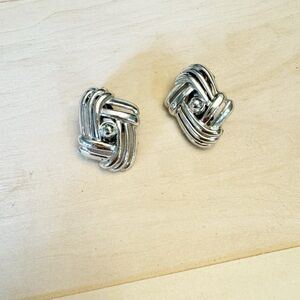 Vintage Silver Tone Clip On Earrings